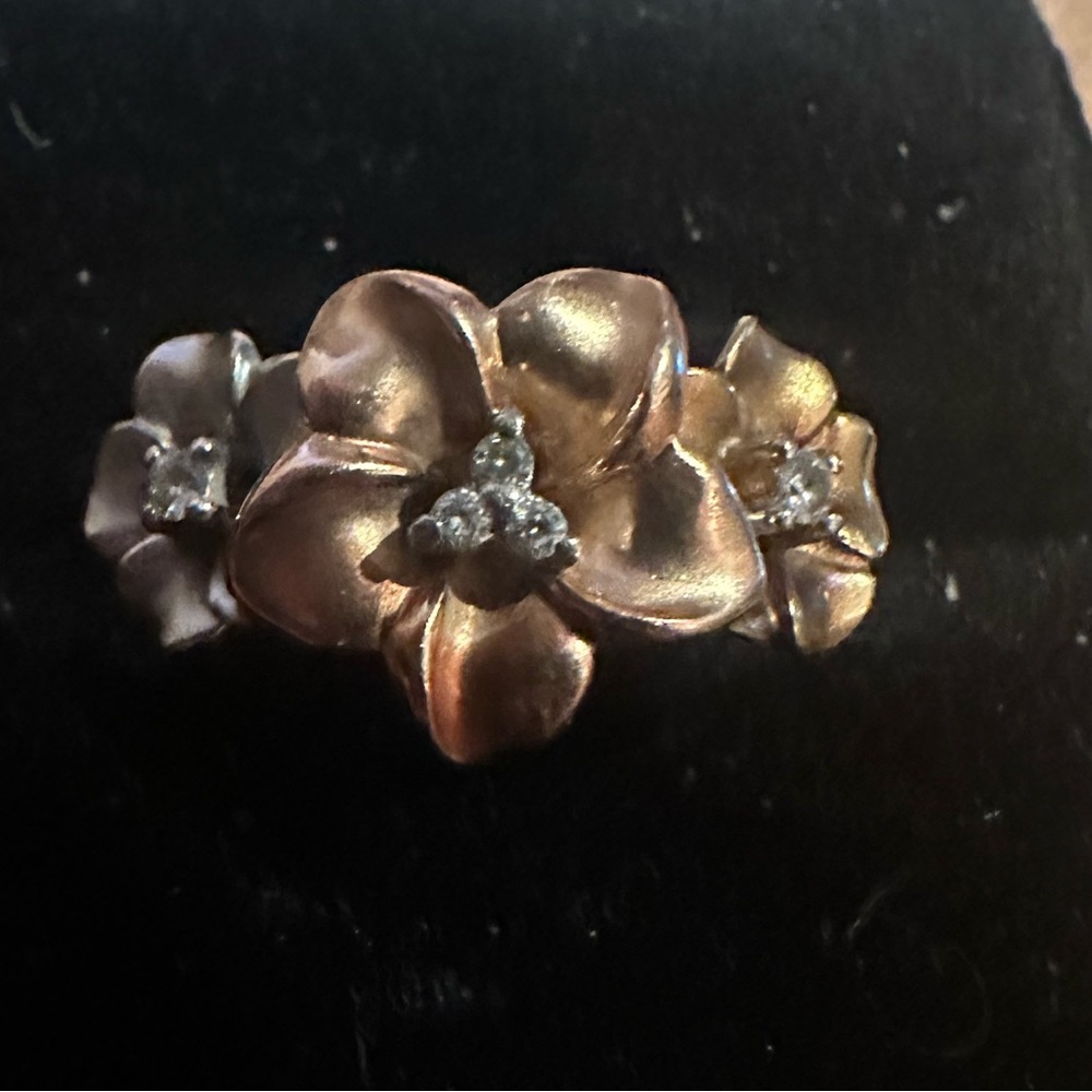 14kt tri-gold engagement ring. OOAK with 1/4 carat of real diamonds.